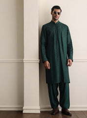 EMERALD GREEN EMBROIDERED KURTA
