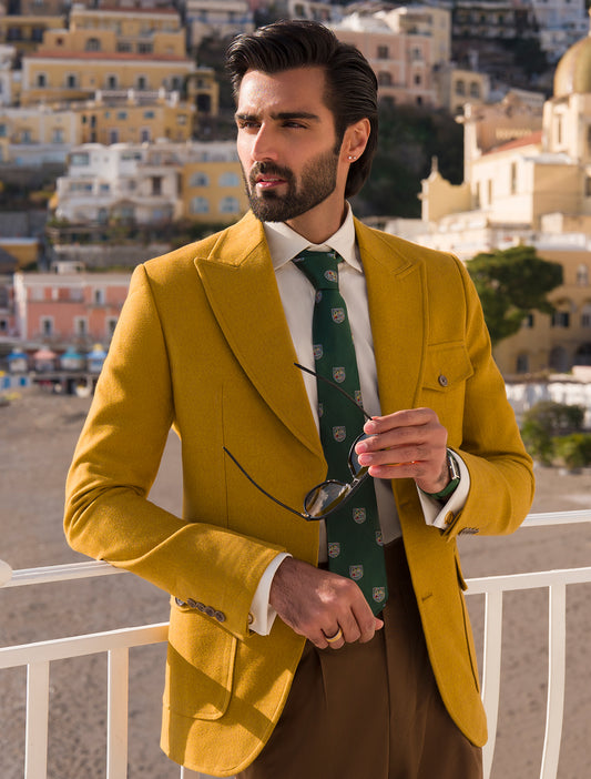 YELLOW CLASSIC TWO BUTTONS JACKET