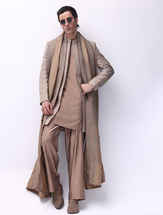 TUSCAN BROWN EMBROIDERED PRINCE COAT