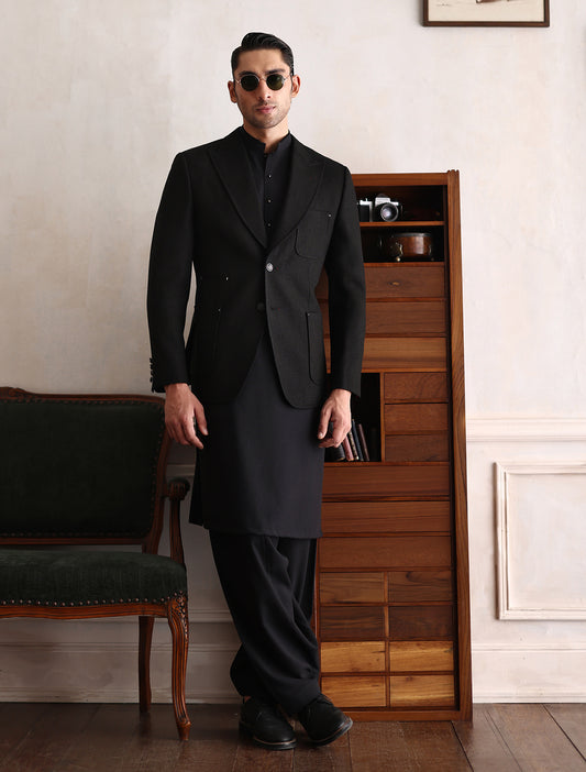 BLACK CLASSIC TWO BUTTONS BLAZER