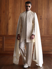 LIGHT BEIGE EMBROIDERED PRINCE COAT