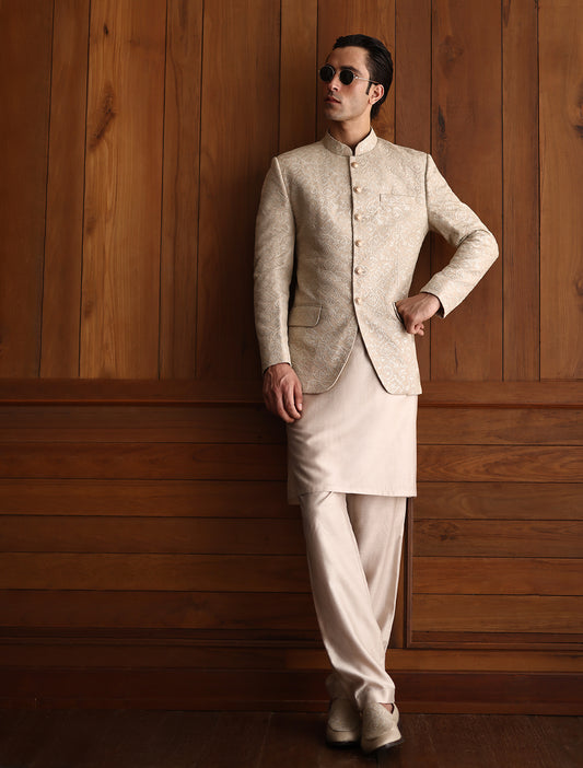 BEIGE EMBROIDERED PRINCE COAT