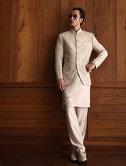 BEIGE EMBROIDERED PRINCE COAT
