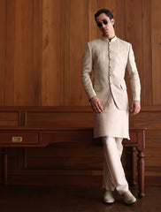 BEIGE EMBROIDERED PRINCE COAT