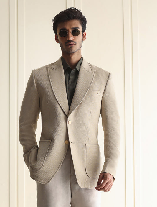 BEIGE CLASSIC TWO BUTTONS BLAZER