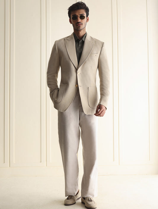 BEIGE CLASSIC TWO BUTTONS BLAZER