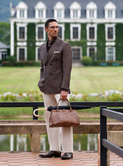 BROWN TEXTURED DOUBLE BREASTED BLAZER