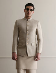 IVORY CHAIN ROPE EMBROIDERED PRINCE COAT