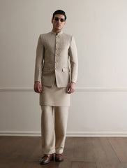 IVORY CHAIN ROPE EMBROIDERED PRINCE COAT