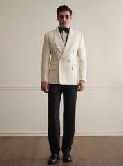 CREAM EMBROIDERED DOUBLE BREASTED BLAZER