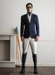 BLUE FRONT MONOGRAM TWO BUTTONS BLAZER