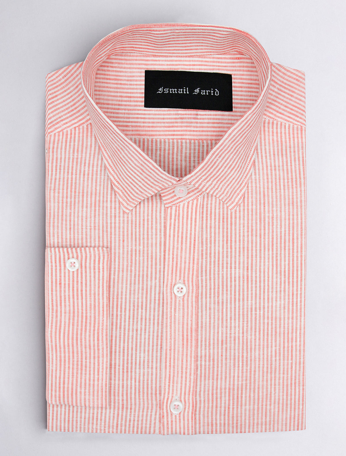 PEACH STRIPE LINEN SHIRT
