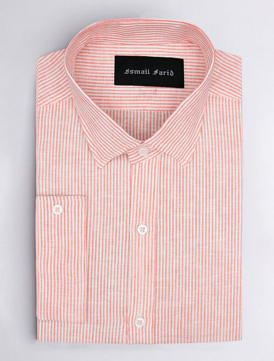 PEACH STRIPE LINEN SHIRT