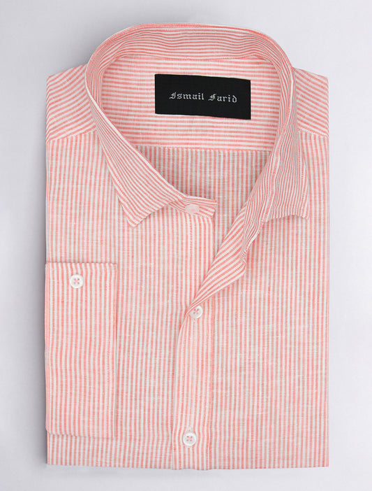 PEACH STRIPE LINEN SHIRT