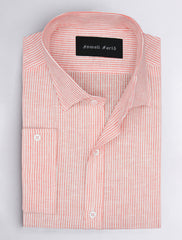 PEACH STRIPE LINEN SHIRT