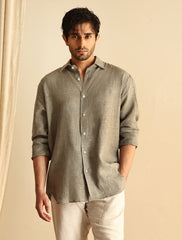SMOKE GREEN LINEN SHIRT