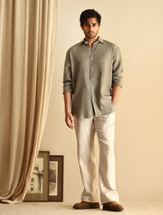 SMOKE GREEN LINEN SHIRT