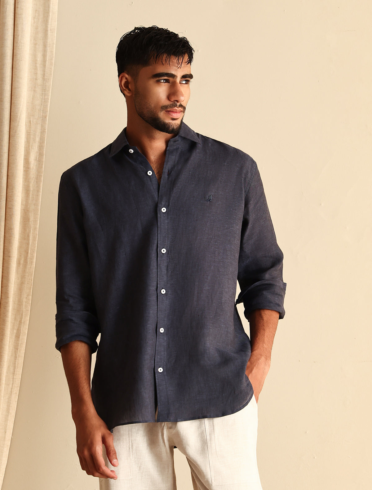 NAVY LINEN SHIRT