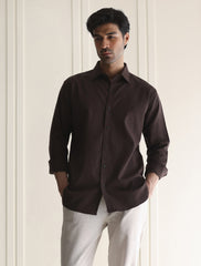 CHOCOLATE BROWN LINEN SHIRT