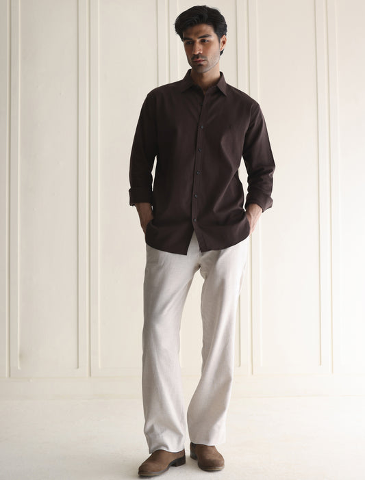 CHOCOLATE BROWN LINEN SHIRT