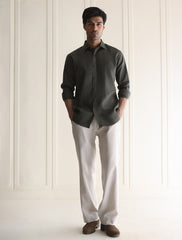 DARK OLIVE GREEN LINEN SHIRT