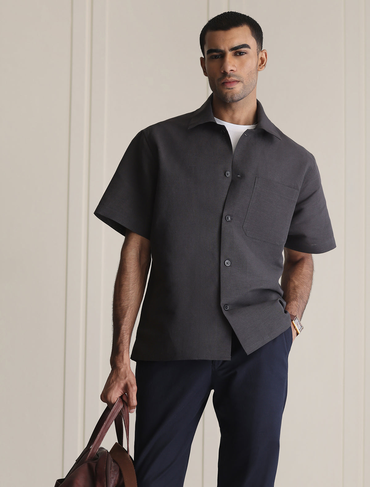 DARK GRAY LINEN SHIRT