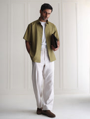 OLIVE GREEN LINEN SHIRT