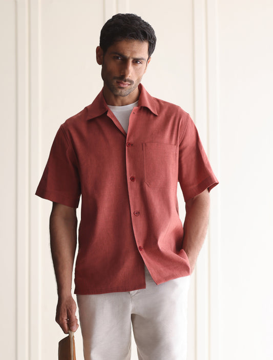 RUST COTTON LINEN SHIRT