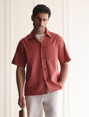RUST COTTON LINEN SHIRT