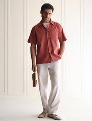 RUST COTTON LINEN SHIRT