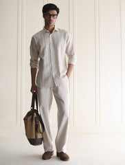 BEIGE STRIPE LINEN SHIRT