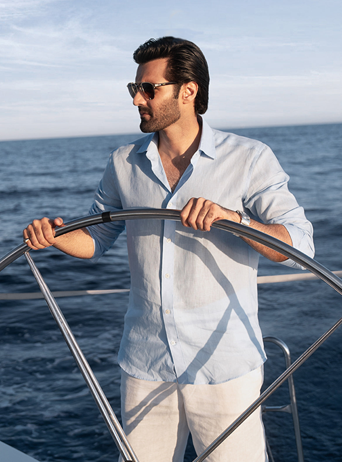 SKY BLUE LINEN SHIRT