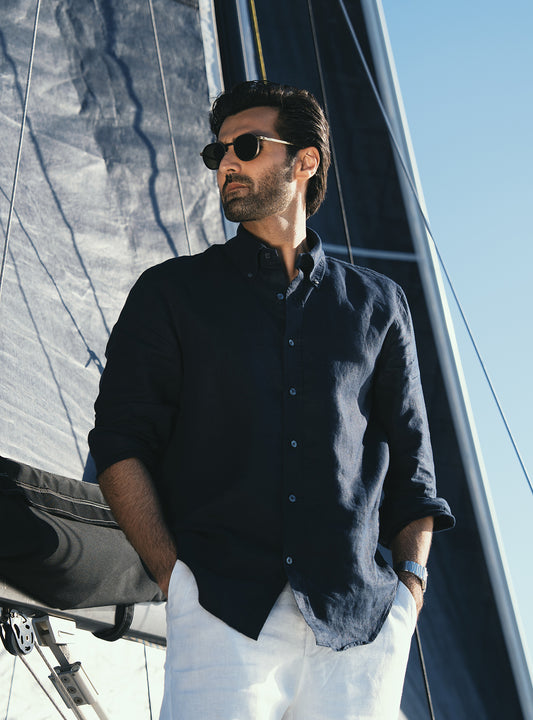 NAVY LINEN SHIRT