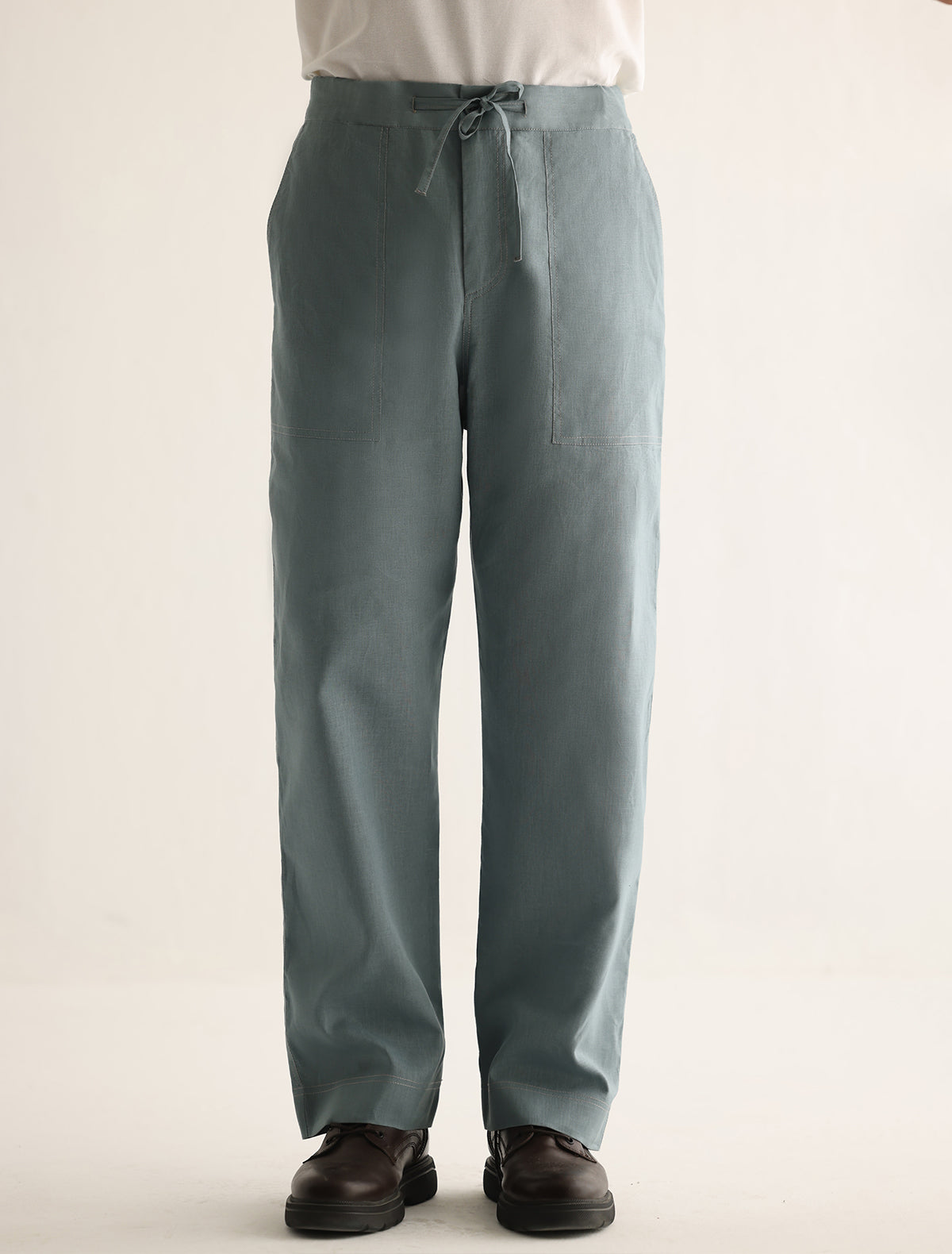 LIGHT BLUE LINEN JOG PANT