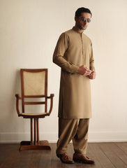 CAMEL SELF TEXTURED KAMEEZ SHALWAR