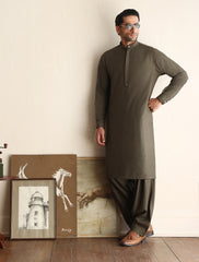 GREEN TEXTURED KAMEEZ SHALWAR