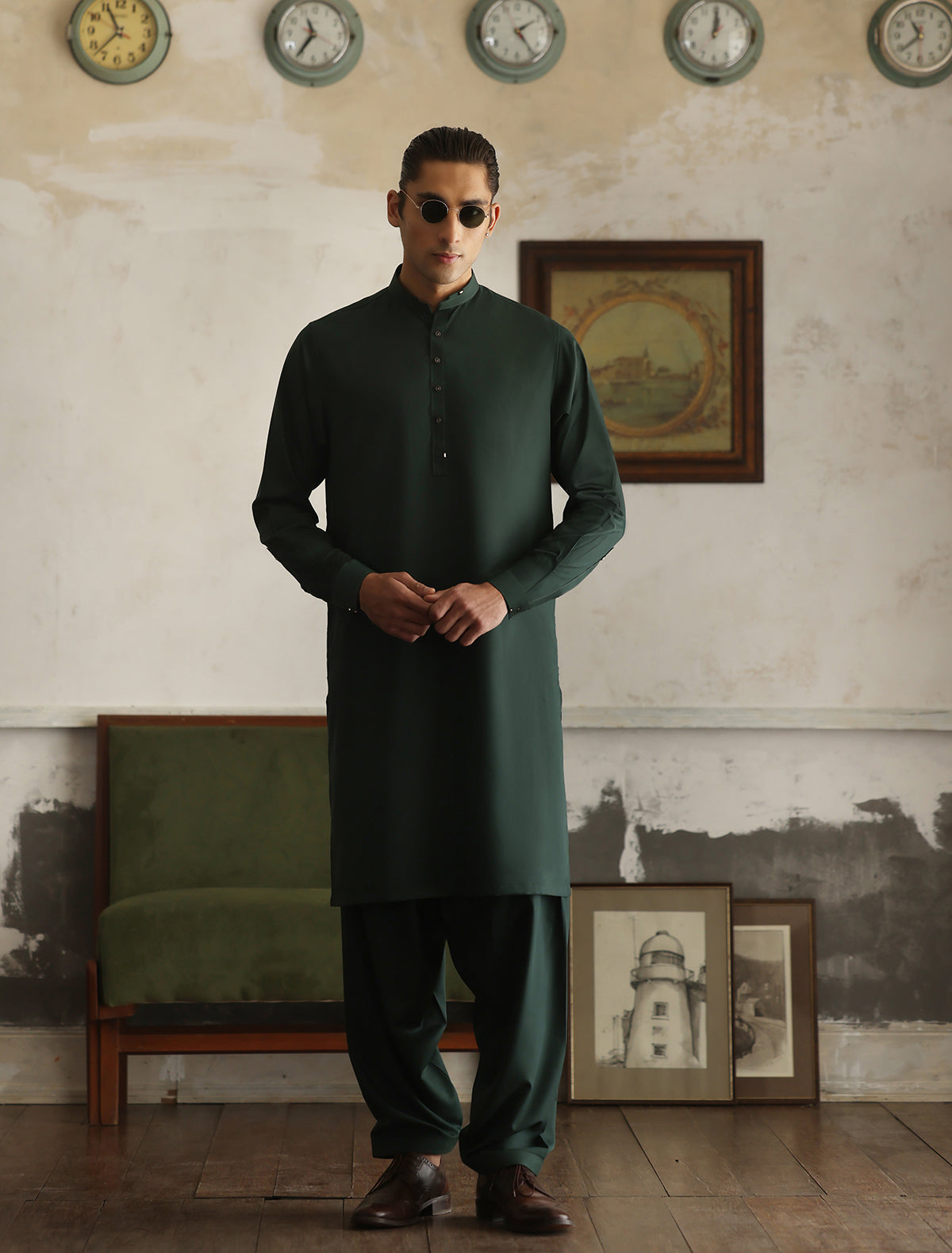 PHTHALO GREEN KAMEEZ SHALWAR Ismail Farid PHTHALO GREEN KAMEEZ SHALWAR Ismail Farid