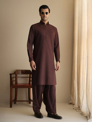 MAROON BUTTON DOWN KAMEEZ SHALWAR