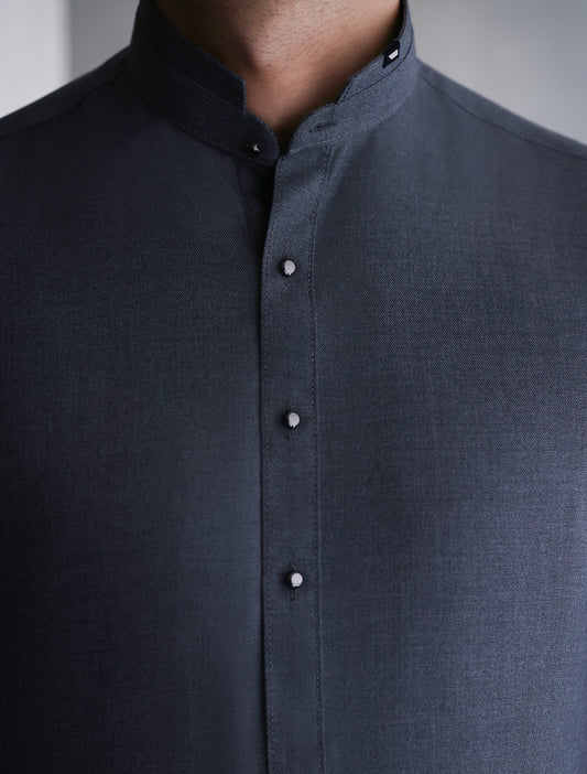 BLUISH GRAY TEXTURED KAMEEZ SHALWAR