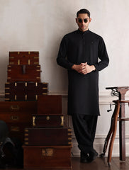 POLISHED BLACK KAMEEZ SHALWAR
