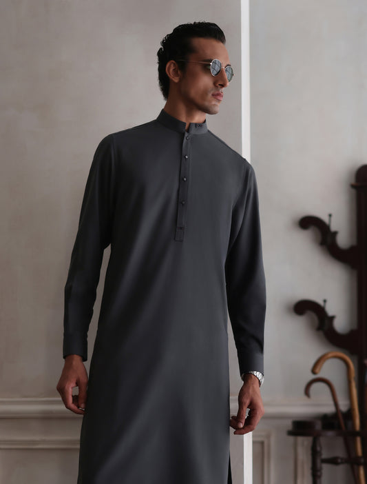 MEDIUM GRAY TEXTURED KAMEEZ SHALWAR