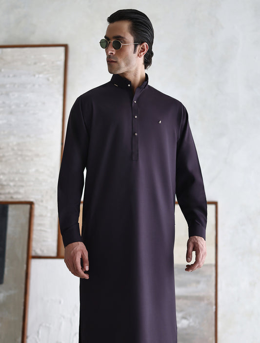 DEEP PURPLE - TEXTURED KAMEEZ SHALWAR