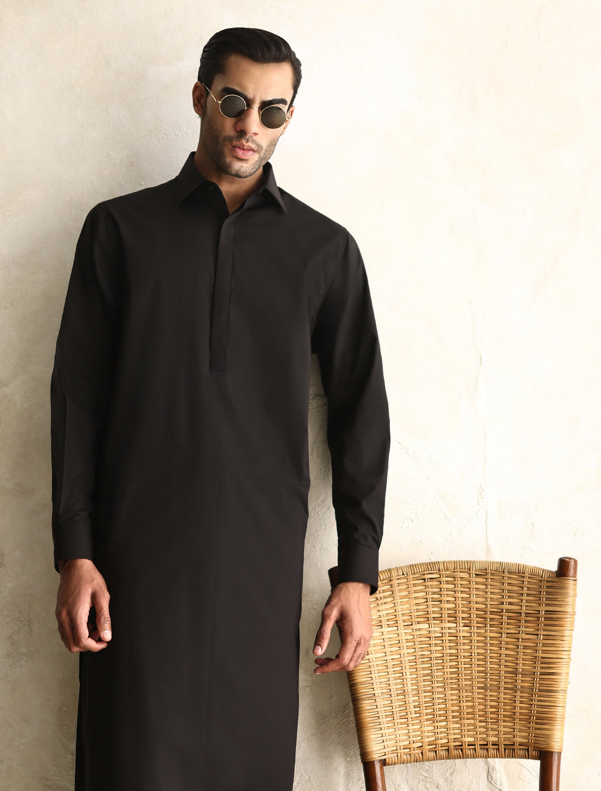 CLASSIC BLACK COTTON KAMEEZ SHALWAR