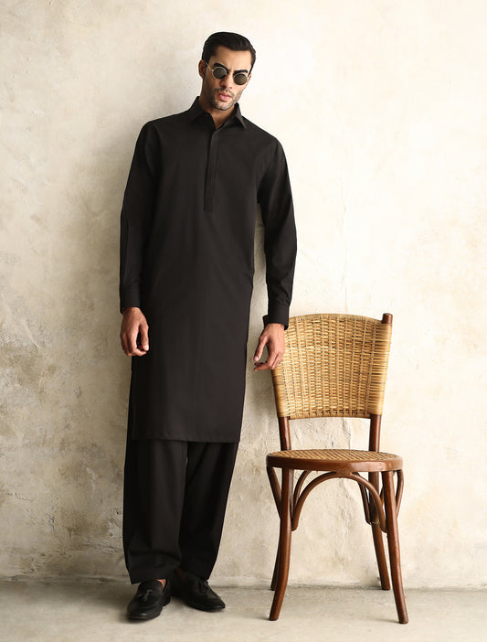 CLASSIC BLACK COTTON KAMEEZ SHALWAR