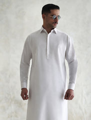 WHITE COTTON OXFORD TEXTURE KAMEEZ SHALWAR