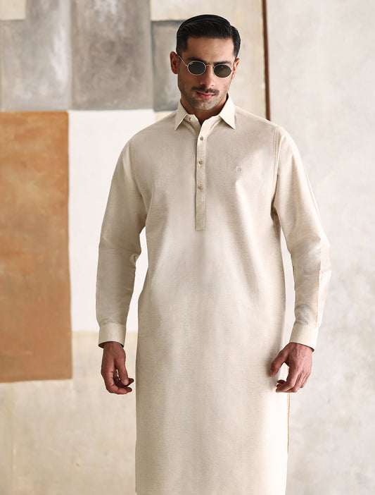 IVORY COTTON KAMEEZ SHALWAR