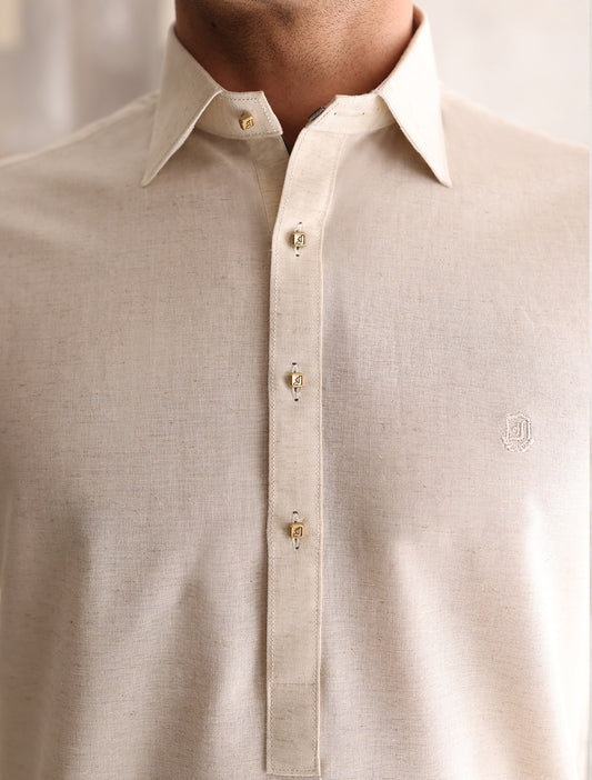 IVORY COTTON KAMEEZ SHALWAR