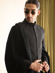BLACK VELVET EMBROIDERED SHAWL
