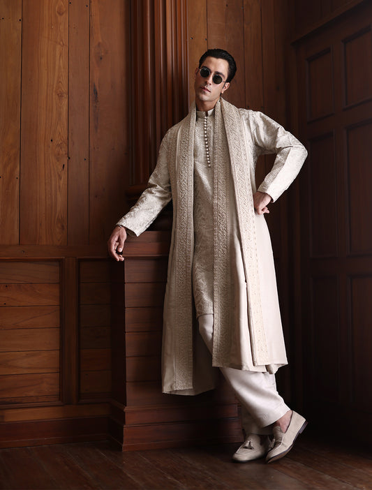 LIGHT IVORY EMBROIDERED SHAWL