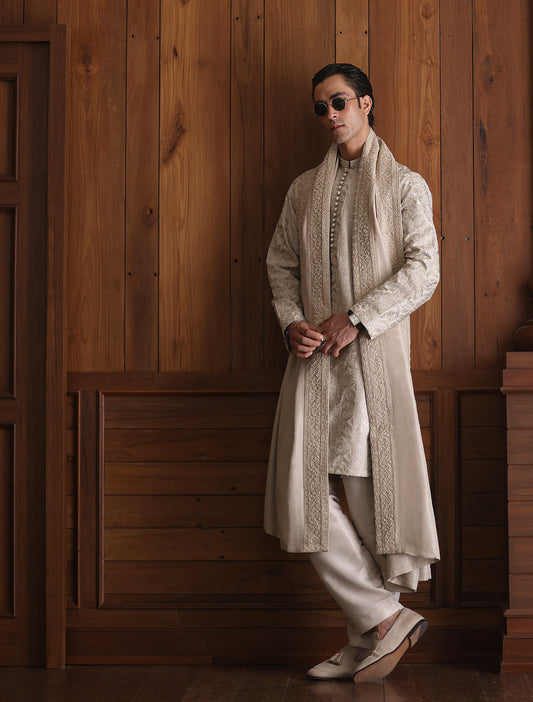 LIGHT IVORY EMBROIDERED SHAWL
